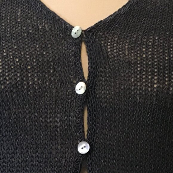 Vintage Colour Works Blue Sleeveless Mother of Pearl Button Knit Cardigan - Picture 7 of 14